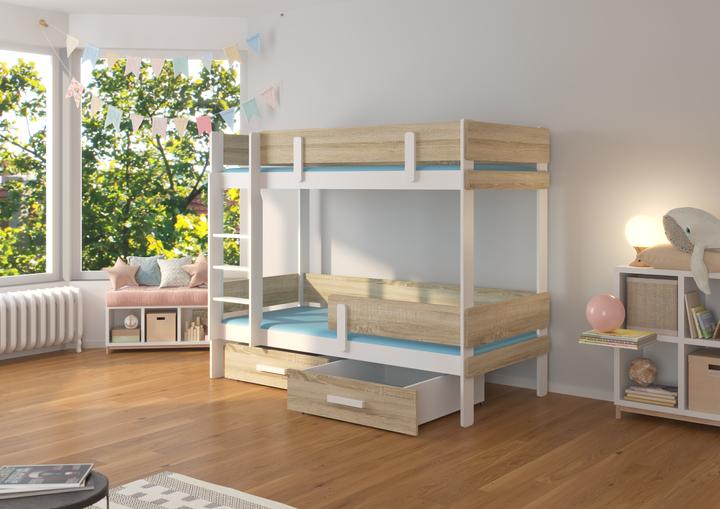 Produktbild ADRK Furniture Doppelstockbett mit ETIONA 200x90 Matratzen (200 x 90 cm)