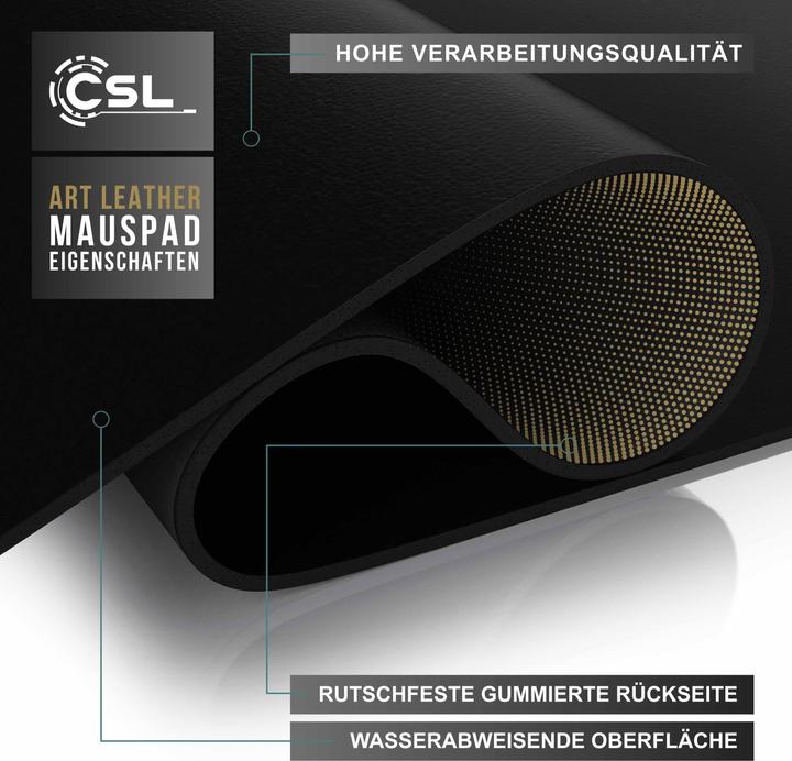 Actual product image CSL Mouse pad, mouse mat XXL, elegant leather look, desk pad 900 x 400 mm, black (XXL)