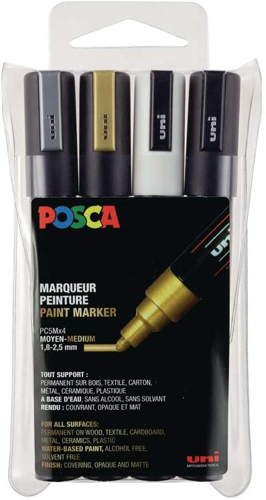 Produktbild Posca Marker PC-5M Rundspitze (Silber, Weiss, Schwarz, Gold, 2.50 mm, 4 x)