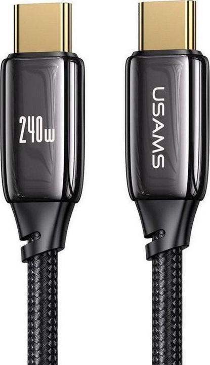 Actual product image Usams Charging Cable Type-C to Type-C - Black (2 m, USB 3.2 Gen 1, 240 W)