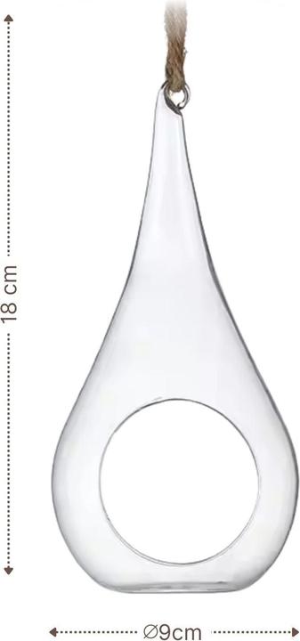 Image du produit Hermex Vase en verre suspendu (1 x, 9 x 9 x 18 cm)