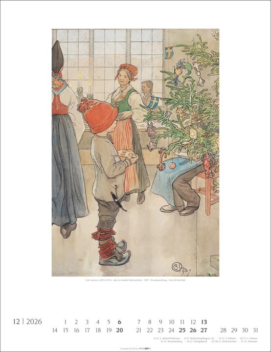 Produktbild Carl Larsson Kalender 2026 (30 x 39 cm, Deutsch)