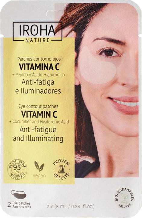 Image du produit Iroha Nature Patchs contour des yeux à la vitamine C + au concombre et à l'acide hyaluronique (Patchs, 16 ml)