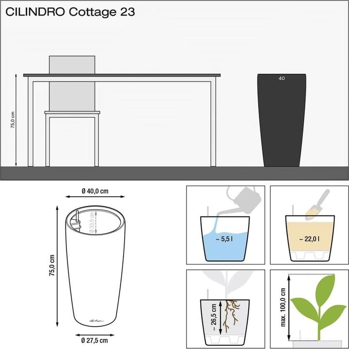 Actual product image Lechuza CILINDRO Cottage 23 (23 cm)