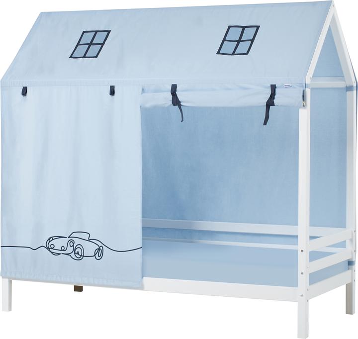 Produktbild Hoppekids BUNDLE BASIC Hausbett 90x200 cm mit CARS Vorhang und Schaummatratze (90 x 200 cm)