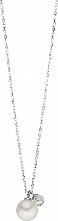 Collier Two Drop, 925 Sterlingsilber, Perle & Bergkristall (Bergkristall, Süsswasserperle, 925 Sterlingsilber rhodiniert)