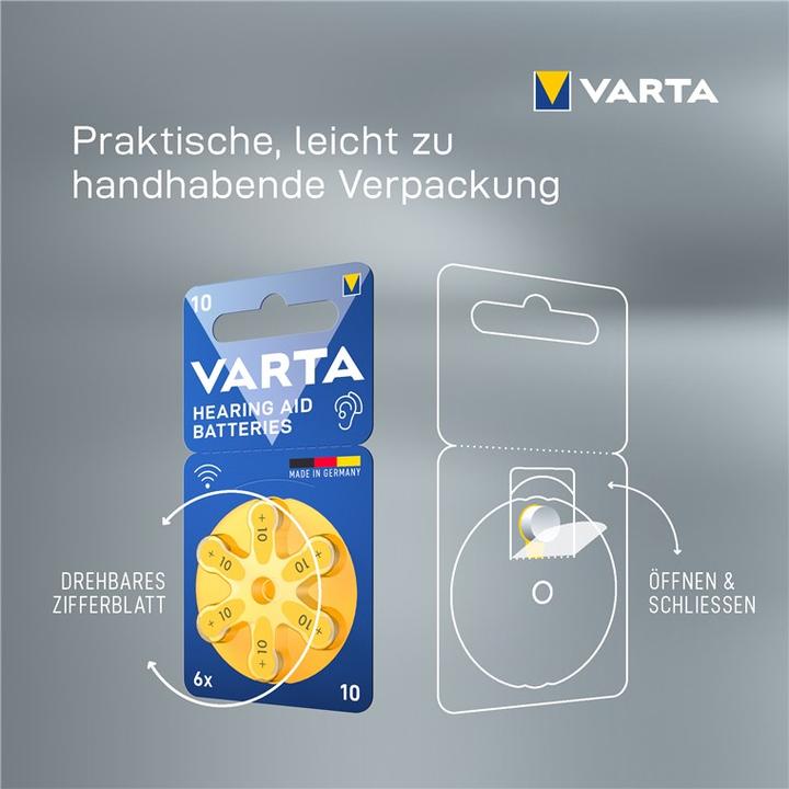 Actual product image Varta Hearing aid batteries type 10 1.4V (6-pack) (6 pcs., 10, 105 mAh)