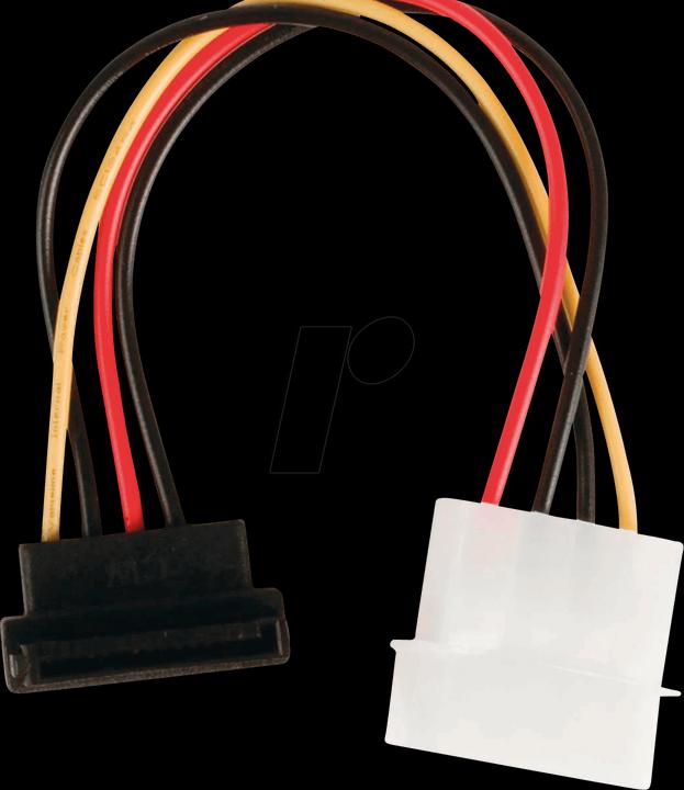 Actual product image Nedis Internal power cable | Molex male | SATA 15-pin female | Gold-plated | 0.15 m | Round | PVC | Me