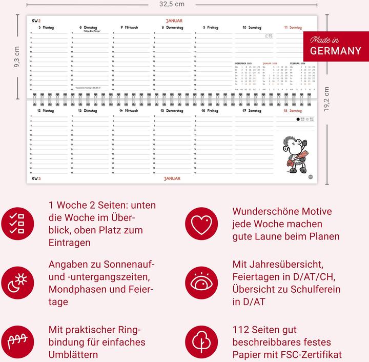 Produktbild sheepworld Wochenquerplaner 2026 (Deutsch)