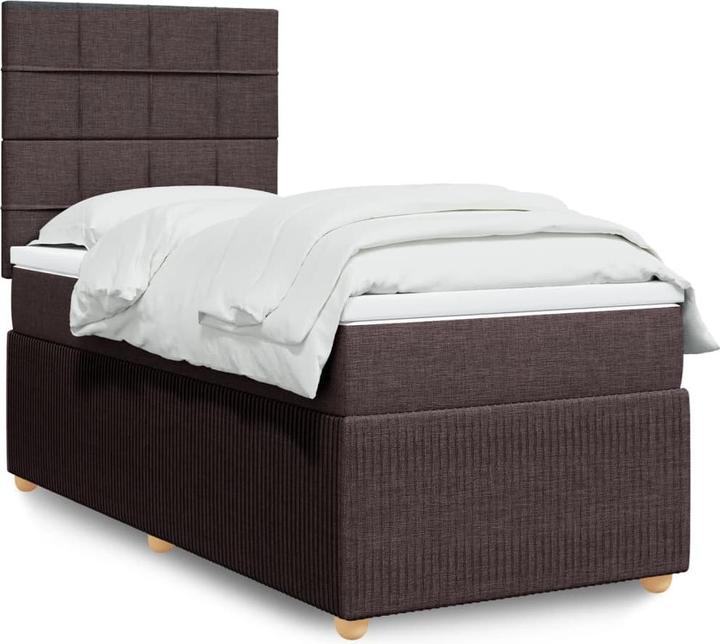 Produktbild VidaXL Boxspringbett Polsterbett Bett mit Matratze Dunkelbraun 100x200cm Stoff (100 x 200 cm, 100 x 200 cm)