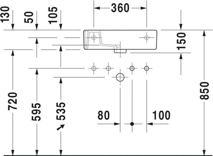 Produktbild Duravit Handwaschbecken VERO m ÜL HLB 500x250mm 1 HL rechts weiss WG (250 mm, 500 mm)