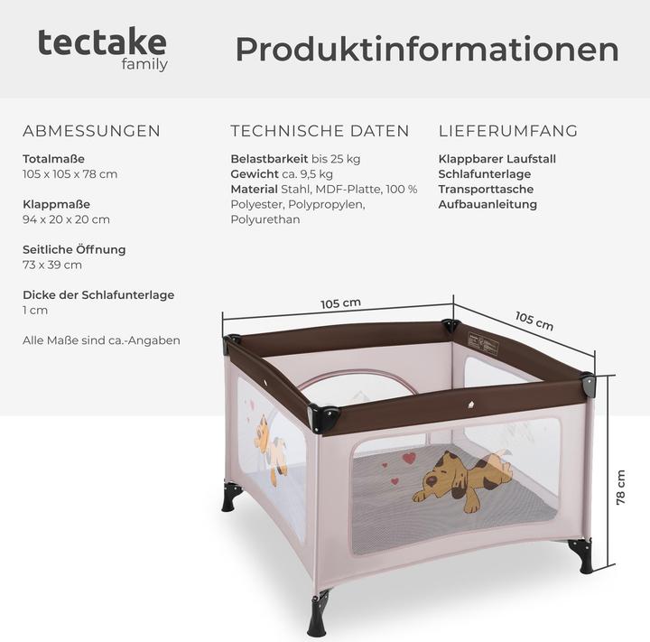 Produktbild tectake Baby Laufstall Tommy (105 cm, 105 cm)