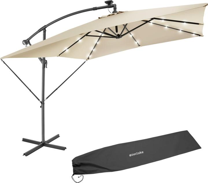 Immagine prodotto tectake Ombrellone Sunna LED-Solar con manovella 2,5 x 2,5 m (2.50 m)