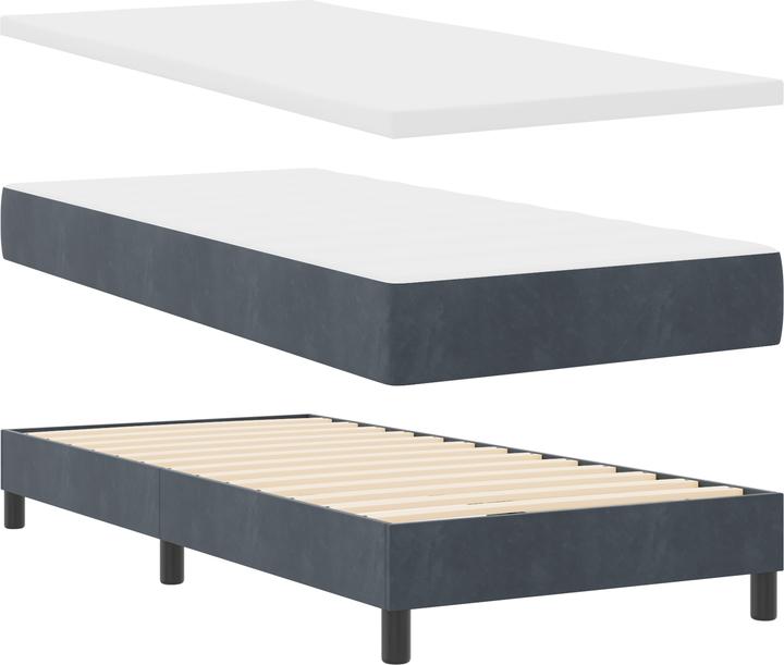 Image du produit VidaXL Lit boxspring avec matelas gris foncé 90x200 cm velours (90 x 200 cm)