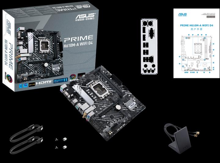 Image du produit ASUS MB PRIME -A WIFI Intel,1700,DDR4,mATX (LGA 1700, Intel H610, mATX)