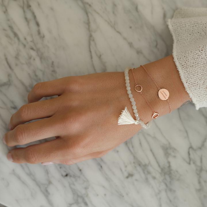 Immagine prodotto Glanzstücke München Donna Scegli la felicità in argento sterling e oro rosa 17,0 cm di lunghezza base + 3,0 cm di (17 cm, Argento)