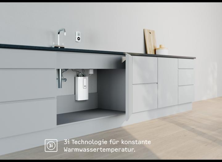 Actual product image Stiebel Eltron DCE 11/13 RC Electronic compact instantaneous water heater with remote control for the kitchen