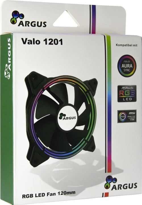 Produktbild Intertech Inter Tech Inter-Tech Lüfter 120*120*25 Argus Valo 1201 RGB (120 mm, 1 x)
