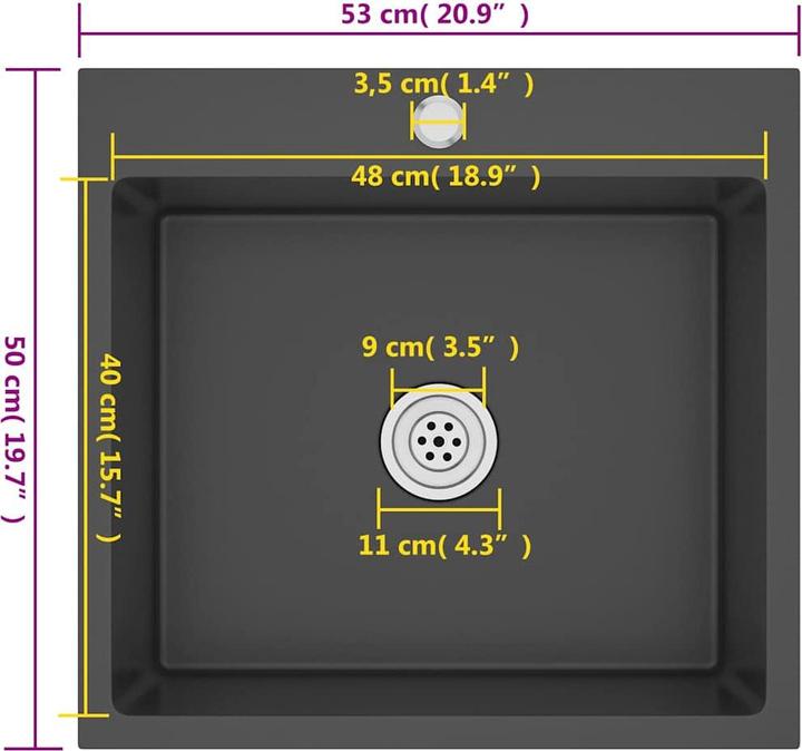 Produktbild VidaXL Kolumbus (Einbauspüle, 50 cm, 53 cm)