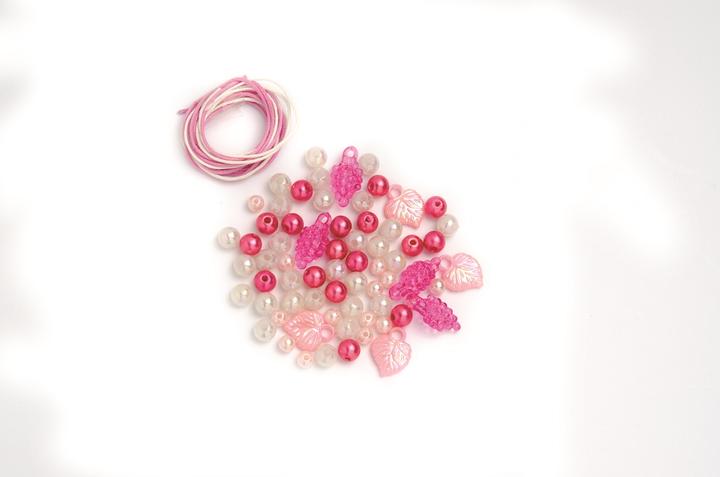 Glorex Kit de perles blanc-rose-fuchsia