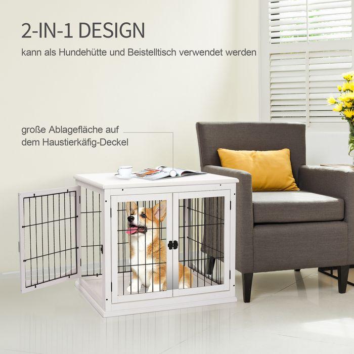 Produktbild Swisshandel24 Hundehütte Hundehaus Transportbox Kleintierkäfig für Innen Hundebox Tierkäfig Haustier MDF Metall We (Hund, Abschliessbar, Faltbar)