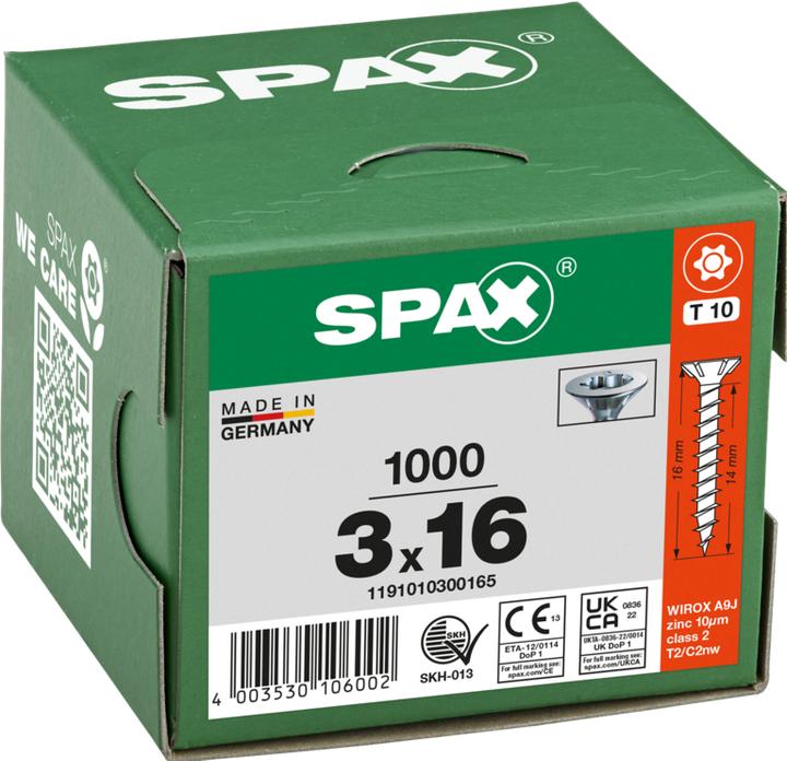 Immagine prodotto Spax Viti per truciolare SK T10 3,0x16 mm (1000 Viti per pezzo)