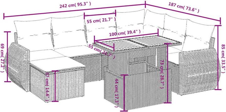 Actual product image VidaXL Garden furniture Sofa set Garden set 8-piece garden seating group Beige