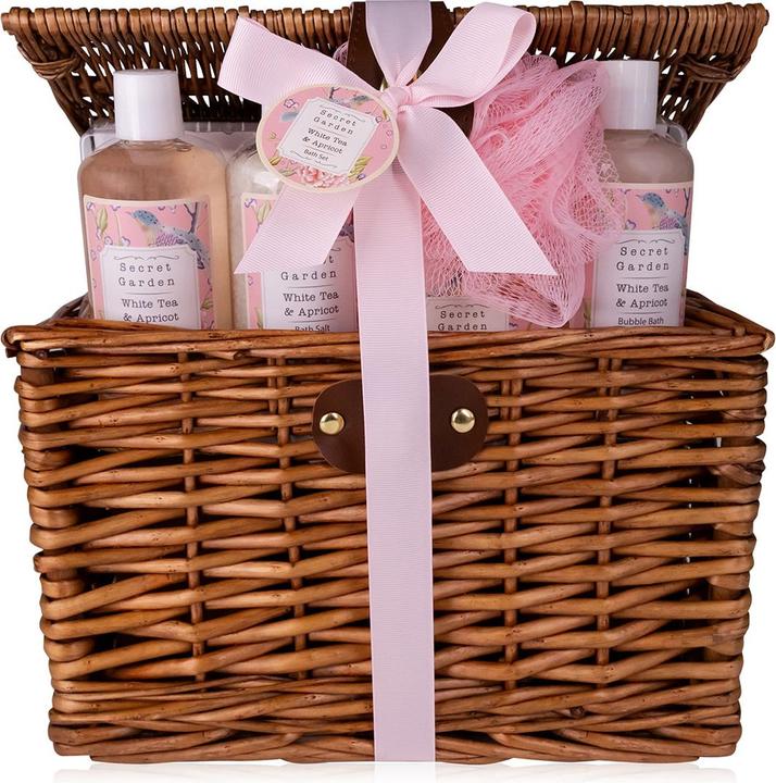 Actual product image Accentra SECRET GARDEN gift set in wicker picnic basket, incl. 300ml shower gel, 300ml bubble bath, 390g bath (Hair care set)