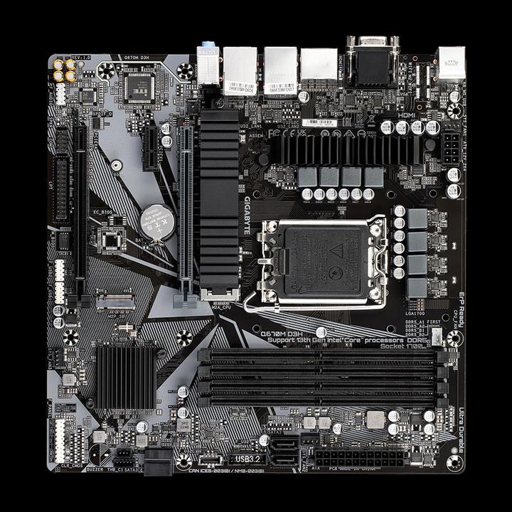 Actual product image Gigabyte MB GBT Intel 1700 Q670M D3H (LGA 1700, Intel Q670, mATX)