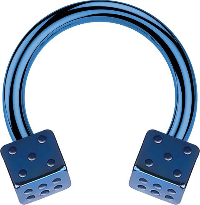 Star Piercing Circular Barbell dunkelblau mit zwei Würfel (ohne Messing, Chirurgenstahl 316L)