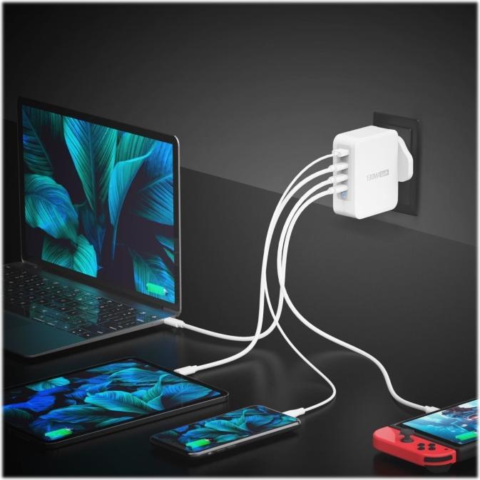 Actual product image j5Create JUP43130F-FN Chargeur 130 W GaN USB-C® 4 ports - UE, Intérieure, USB, Gris, Blanc (130 W)