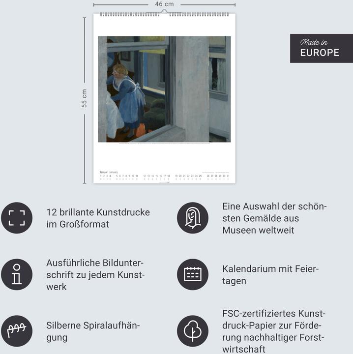 Produktbild Edward Hopper Kalender 2026 (46 x 55 cm, Deutsch, Englisch)
