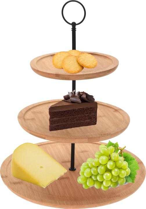 Produktbild Inda-Exclusiv Bambus-Etagere Runde Servierregal 3-stöckig Ø28xH35cm