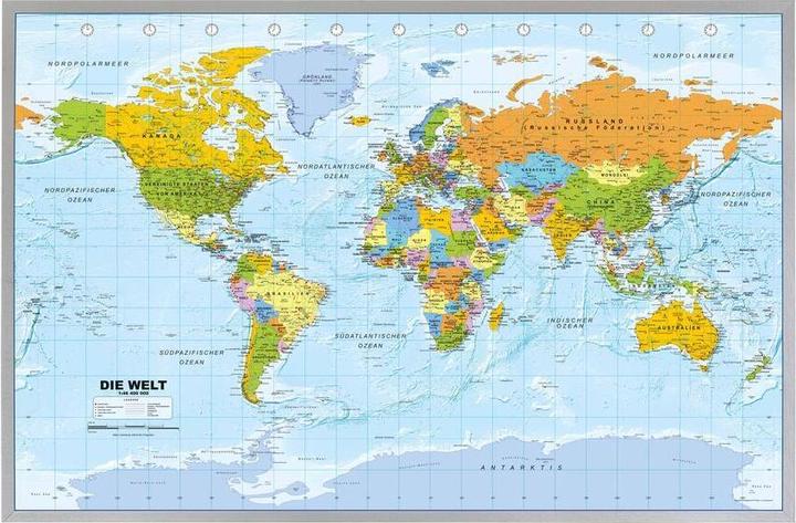 Immagine prodotto Mappamondo politico su bacheca in sughero (90 x 60 cm)