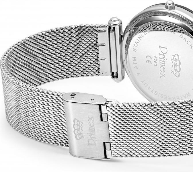 Image du produit Primex Montre Dame Swiss Made Bracelet Metal Argente Cadran Blanc Etanche 30 M Grande (Montre analogique, 40 mm)