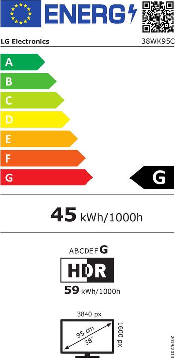 Label énergétique LG 38wk95c-W (3840 x 1600 pixels, 38")