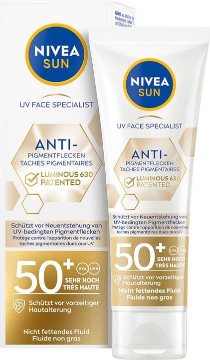 NIVEA Sun Sun UV Face Luminous Anti-Pigments (Sonnencreme Gesicht, SPF 50, 40 ml, 500 g)