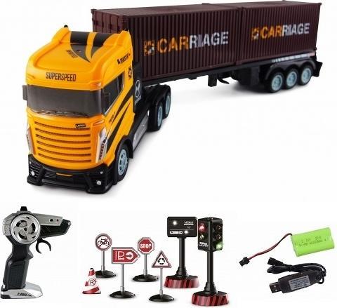 Immagine prodotto Amewi Semirimorchio con rimorchio per container 1:16, RTR (RTR pronto all'uso)