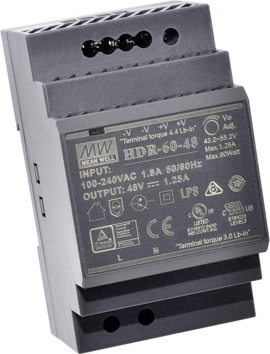 Actual product image MeanWell DIN rail power supply HDR-60-24