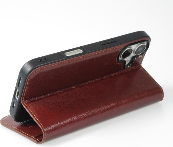 Actual product image QiAlino Fourre Flip cuir véritable (Apple iPhone 16 Plus)