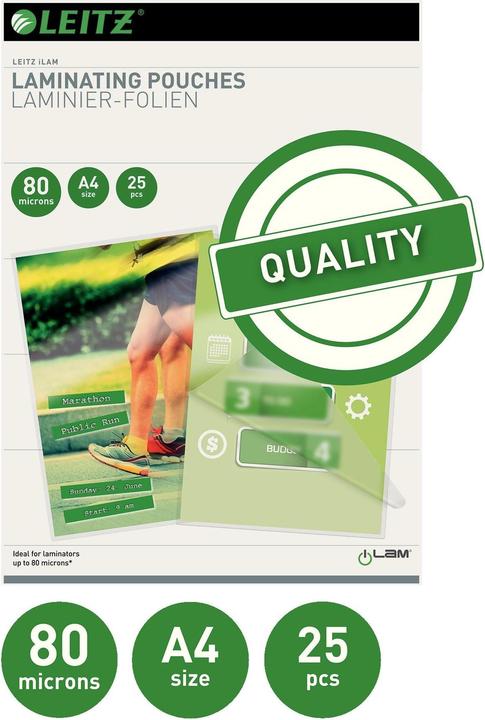Image du produit Leitz Pochette de plastification (A4, 25 pièce(s), 80 µm)