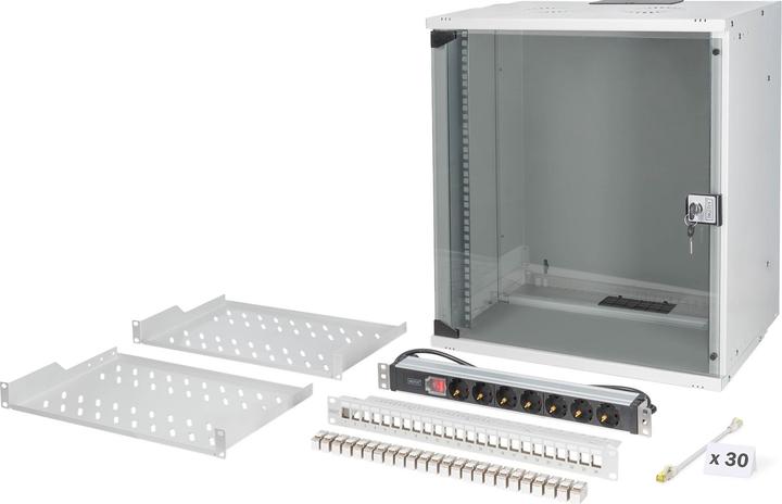 Produktbild Digitus 19" Netzwerk-Set, 12HE Wandgehäuse und Zubehör, gr SOHO PRO Version (19 Zoll Rack)