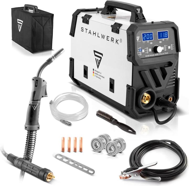 Produktbild Stahlwerk Schweissgerät MIG MAG 200 Puls Pro IGBT Schutzgas Kombigerät mit 200 A