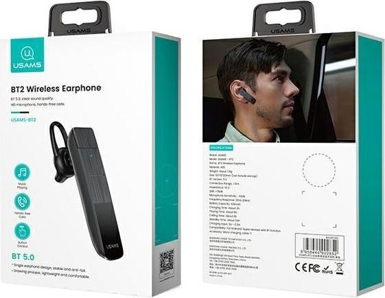 Actual product image Usams Sluchawka Bluetooth 5.0 BT2 czarnyblack BHUBT201 USAMS-BT2 (Wireless, USB-C)