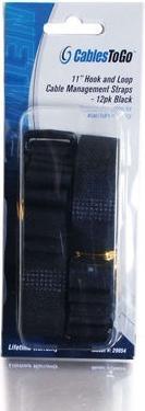 Immagine prodotto C2G 11in Hook / Loop Cable Management Straps - 12pk Black (Fascette in velcro, 280 mm, 12 pz.)