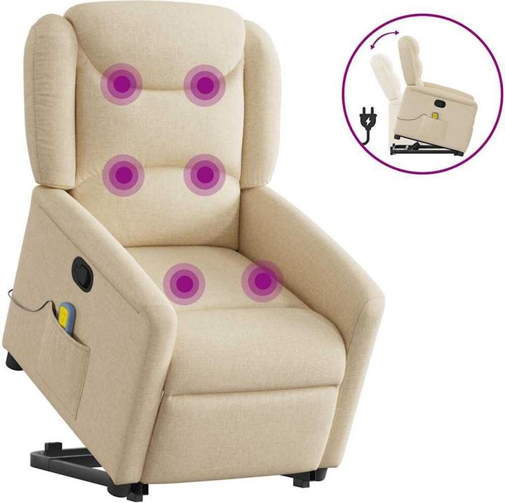 Immagine prodotto VidaXL Poltrona massaggiante con ausilio stand-up in tessuto crema
