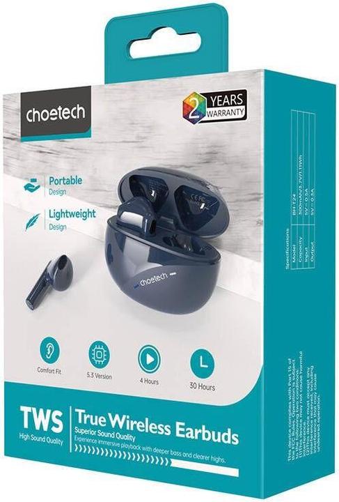 Image du produit Choetech TWS Earphones BH-T24 (bleu foncé) (4 h, Sans fil)