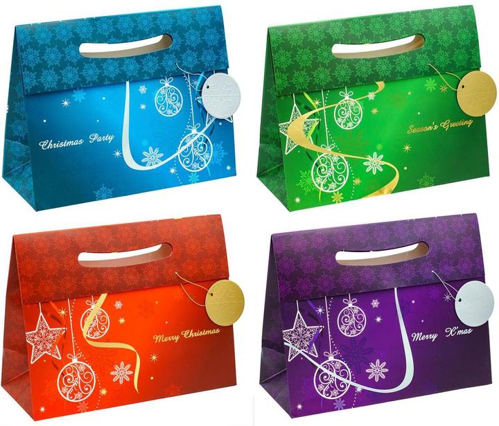 Produktbild Tsi 12 Geschenktaschen Weihnachten Elegant Motiv sortiert 33,0 x 26,0 cm (Geschenktüte, 1 x)