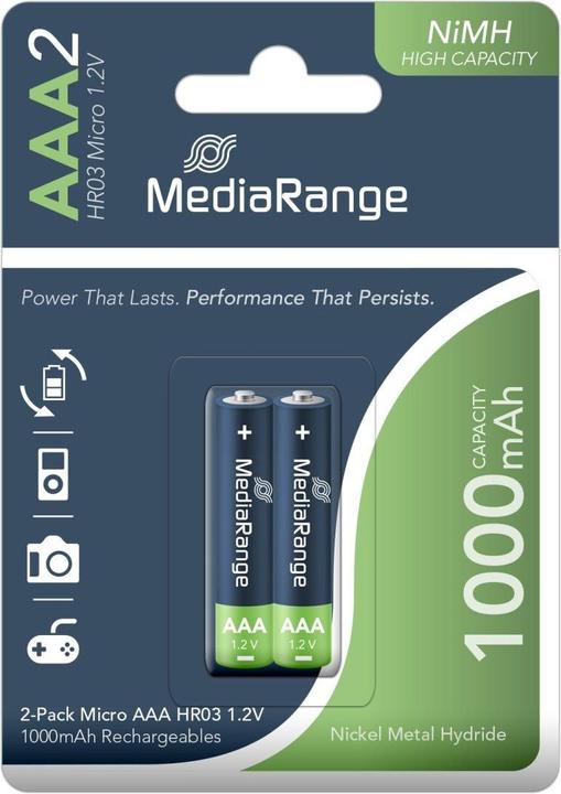 Produktbild MediaRange NiMH HR03 (2 Stk., AAA, 1000 mAh)