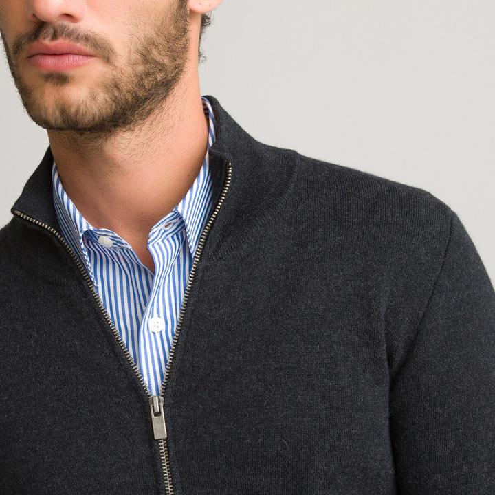 Actual product image La Redoute Collections Signature Merino Wool Cardigan with Zipper (XL)